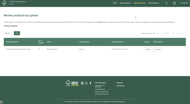 Access the Review Products Section