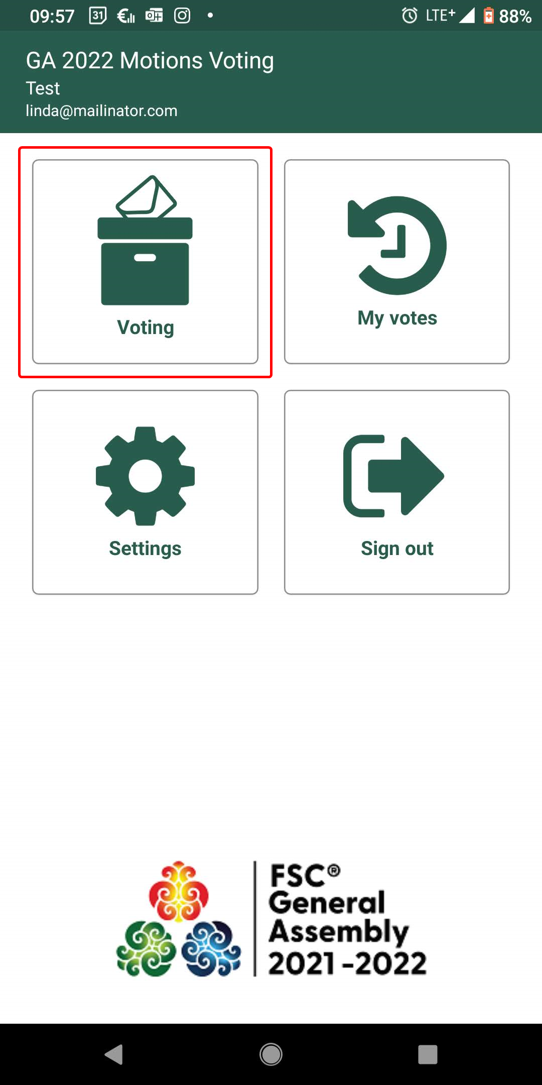GA voting app home