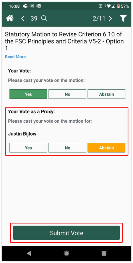 GA voting app Proxy vote mobile
