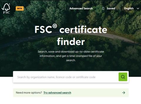 FSC Search BETA - Interface Highlight