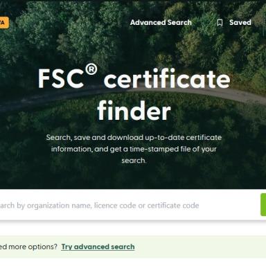 FSC Search BETA - Interface Highlight